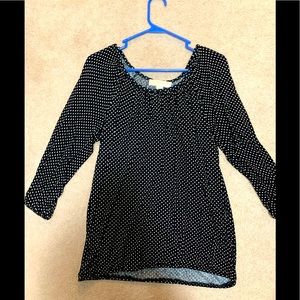Michael kors top, black white poke dots, size m